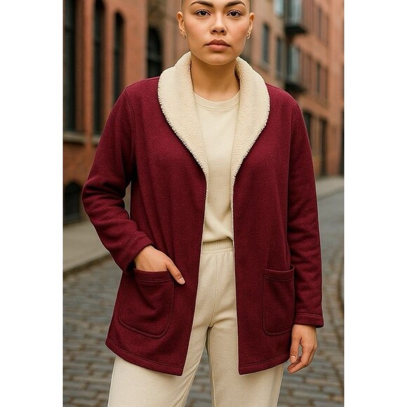 Eddie Bauer Jacket Women’s Sherpa Lined Cardigan Supreme Comfy  Size Small - Picture 1 of 8